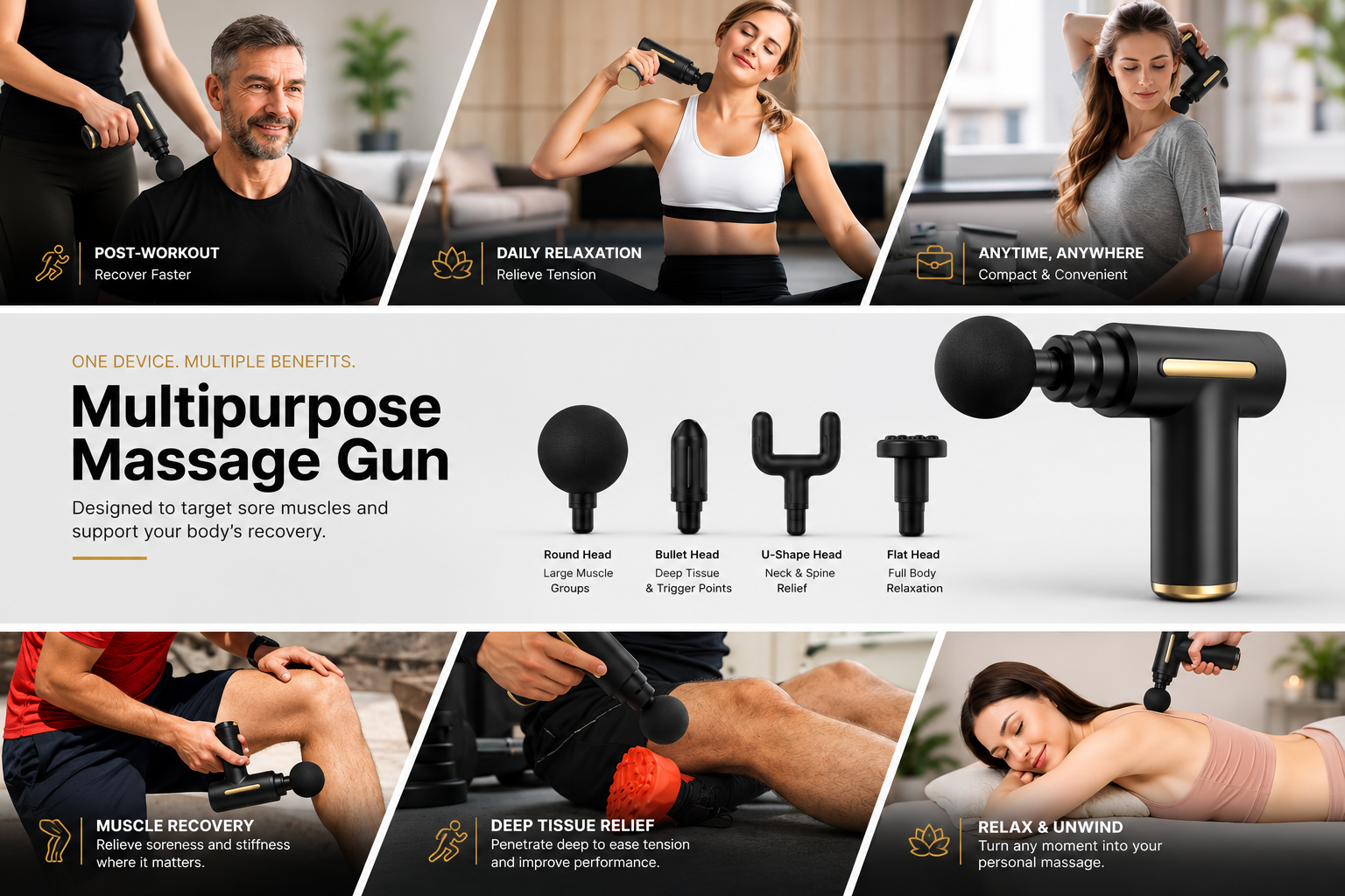 Mini Massage Gun – Quiet Deep Tissue Percussion Massager